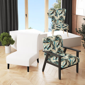 Teal And Cream Natures Whispers - Upholstered Modern Accent Chairs